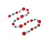 СНОУ БУМ Бусы декоративные, с шарами разных диаметров, 120см, белый/красный/зеленый