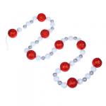 СНОУ БУМ Бусы декоративные, с шарами разных диаметров, 120см, белый/серебро/красный
