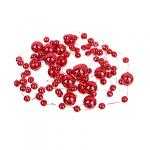 СНОУ БУМ Бусы декоративные, шары разных диаметров, 200см, пластик, цвет красный (А03)