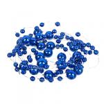 СНОУ БУМ Бусы декоративные, шары разных диаметров, 200см, пластик, цвет синий (А06)
