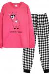 Пижама с брюками для девочки 91229 Розовый/черная клетка