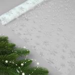 Фатин со снежинками, с тиснением, 155 см, 11 ± 1 г/кв.м, 0,91 ± 0,1 м, цвет белый/серебряный