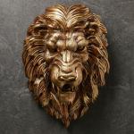 Подвесной декор "Голова льва" золото, 23х35х52см
