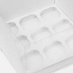 Кондитерская складная коробка для 9 капкейков белая 23,5 x 23 x 14 см