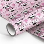 Упаковочная бумага глянцевая 70 * 100 см, MESHU PandaGift_Pink, 90г/м2, MS_46387