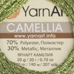 Пряжа "Camelia" 70% полиэстер, 30% люрекс 190м/20гр (420 зелёный)