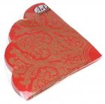 Салфетки бумажные "Art Bouquet Rondo" д32см, 3-х слойные, 12 штук в упаковке, 100% целлюлоза, "Золотой орнамент на красном" (Россия)