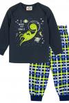 Пижама с брюками для мальчика 92203 Темно-серый/синяя клетка