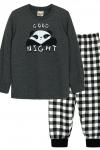 Пижама с брюками для мальчика 92207 Темно-серый меланж/черная клетка