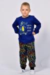 Пижама с брюками для мальчика 92209 Темно-синий/цветные буквы