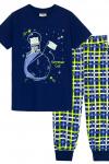 Пижама с брюками для мальчика 92210 Темно-синий/синяя клетка
