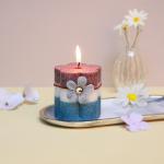 LADECOR Свеча ароматическая, в форме цветка, парафин, с декором, 8x7 см, аромат - мята