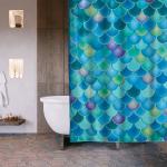 Занавеска (штора) Puason для ванной комнаты тканевая 180х200 см., цвет зеленый