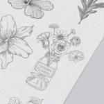 Наклейки для творчества бумага "Цветы набросок" набор 3 листа 10х20 см