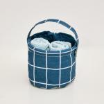 *Комплект махровых полотенец "Fine Line" 30х30 (4 шт.) 2 синих+ 2 голубых, в подарочной корзине
