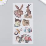 Наклейки для творчества бумага "Кошечки и кролики" набор 3 листа 10х20 см