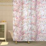 Занавеска (штора) Palet для ванной комнаты тканевая 180х200 см., цвет розовый