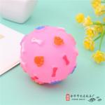Игрушка - мячик для собак средних и мелких пород "БЕГИ ЛОВИ", цвет розовый, с пищалкой, d-7см (лейбл)