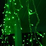 Гирлянда «Бахрома» 3 * 0.6 м, IP44, УМС, прозрачная нить, 160 LED, свечение зелёное, 220 В