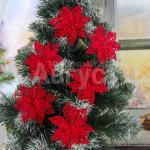 Новогоднее Украшение 3555435 Резной цветок 8 см, пластик, красный, 6 шт