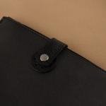 Застёжка пришивная для сумки, на кнопке, из натуральной кожи, 13,5 * 2,5 см, цвет чёрный/серебряный