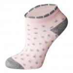 Носки детские для девочек Oemen PK109 с рисунком в мелкий горох, резинка пикот, размер 18-20, розово-серый