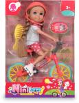Кукла 55836-3 на велосипеде с аксессуарами в/к