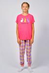 Пижама с брюками для девочки 91226 Ярко-розовый/розовая клетка