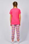 Пижама с брюками для девочки 91226 Ярко-розовый/розовая клетка