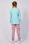 Пижама с брюками для девочки 91227 Мятный/розовая клетка