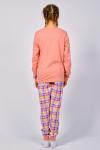 Пижама с брюками для девочки 91227 Пыльная роза/розовая клетка