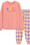 Пижама с брюками для девочки 91227 Пыльная роза/розовая клетка