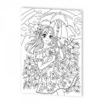 Раскраска в стиле ANIME "Девочка с зонтиком" (формат А3)