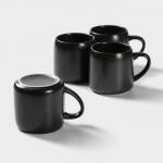 Набор керамический чайный Loft, 6 предметов: чайник 1 л, 4 кружки 250мл, поднос 33*20 см, цвет чёрный