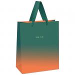 Пакет подарочный 18*23*10 см MESHU Duotone. Turquoise-orange gradient, отд. фольгой, матовая ламинация, MS_45750