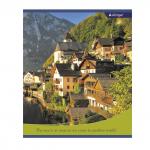 Тетрадь 48л., А5, клетка, Alingar "Европейские города", скрепка, мелованный картон (стандарт), блок офсет, 4 дизайна в пленке т/у
