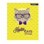 Тетрадь 48л., А5, линия, Alingar "Hipster cats", скрепка, мелованный картон (стандарт), блок офсет, 4 дизайна в пленке т/у