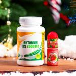 Новогодний набор: Витамин D3 2000ME Vitamuno, 60 таблеток и Фруктовый бальзам для губ