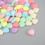 Бусины для творчества пластик "Сердечки" цветные нежных цветов набор 500 гр 1х1,1х0,5 см