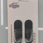 Крючки в наборе 2шт из нержавеющей стали на липкой основе "БАСТОФ", цвет чёрный, форма прямая, нагрузка 2,5кг/7,5см