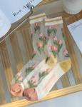 Носки Прозрачные р.35-40 "Flowers" Розовые Тюльпаны