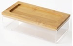 Органайзер для хранения с бамбуковой крышкой "БРАМИНГЕМ", прозрачный, 19*9.5*5см