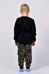 Пижама с брюками для мальчика 92209 Черный/цветные буквы