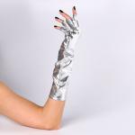 Карнавальный аксессуар-перчатки без пальцев, цвет серебро