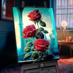Картина по номерам с кристаллами из хрусталя «Бордовые розы» 25 цветов, 40 * 50 см