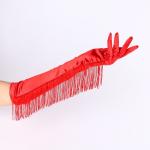 Карнавальный аксессуар-перчатки с бахромой, цвет красный