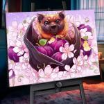 Картина по номерам с кристаллами из хрусталя «Летучая собака» 28 цветов, 40 * 50 см