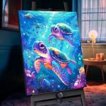 Картина по номерам с кристаллами из хрусталя «Морские черепахи» 26 цветов, 40 * 50 см