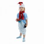 Детский карнавальный костюм "Снеговик в голубом жилете", велюр, комбинезон, шарф, шапка, рост 68-92 см