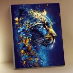 Картина по номерам с поталью «Неоновый леопард» 16 цветов, 40 * 50 см